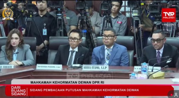 MKD DPR Putuskan Sahroni Langgar Etik, Uya Kuya dan Adies Kadir Tak Bersalah
